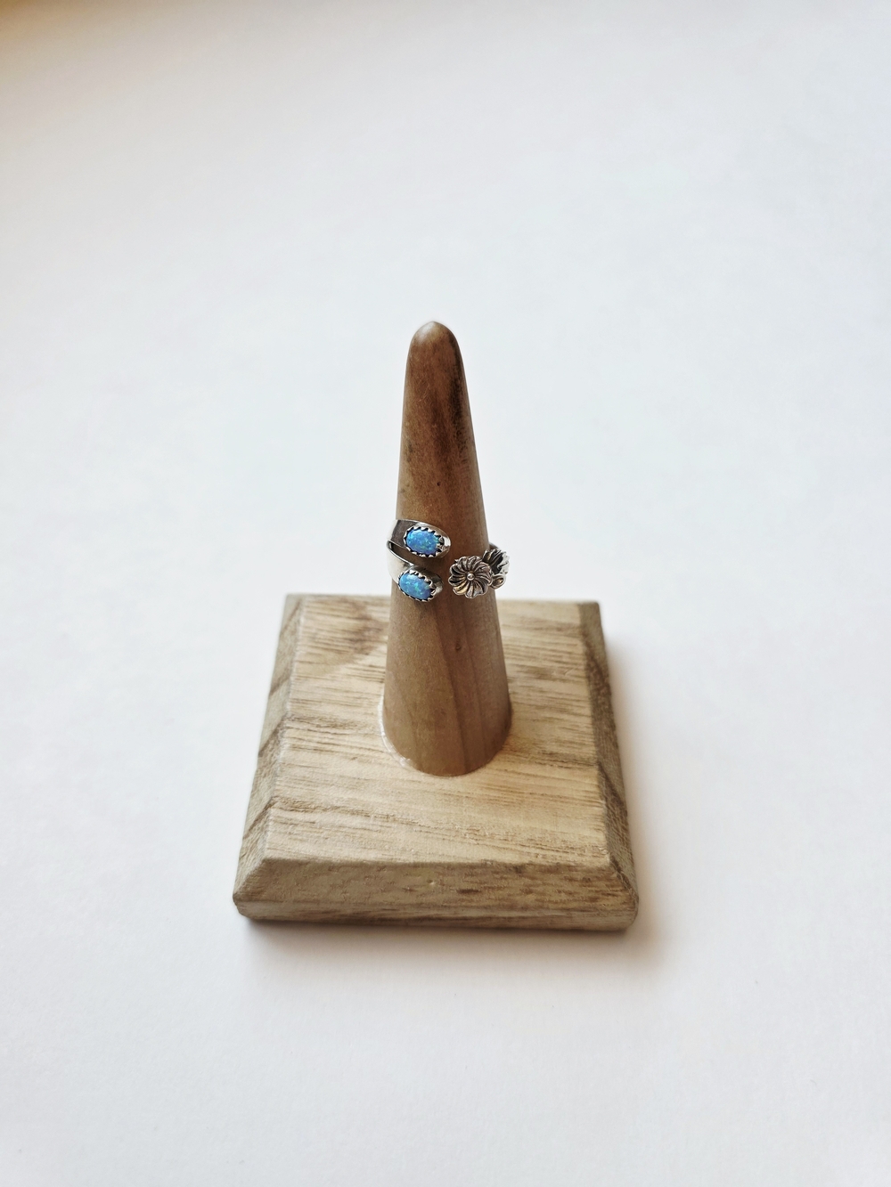 Opal Sterling Silver Flower Open Ring - Women Jewelry